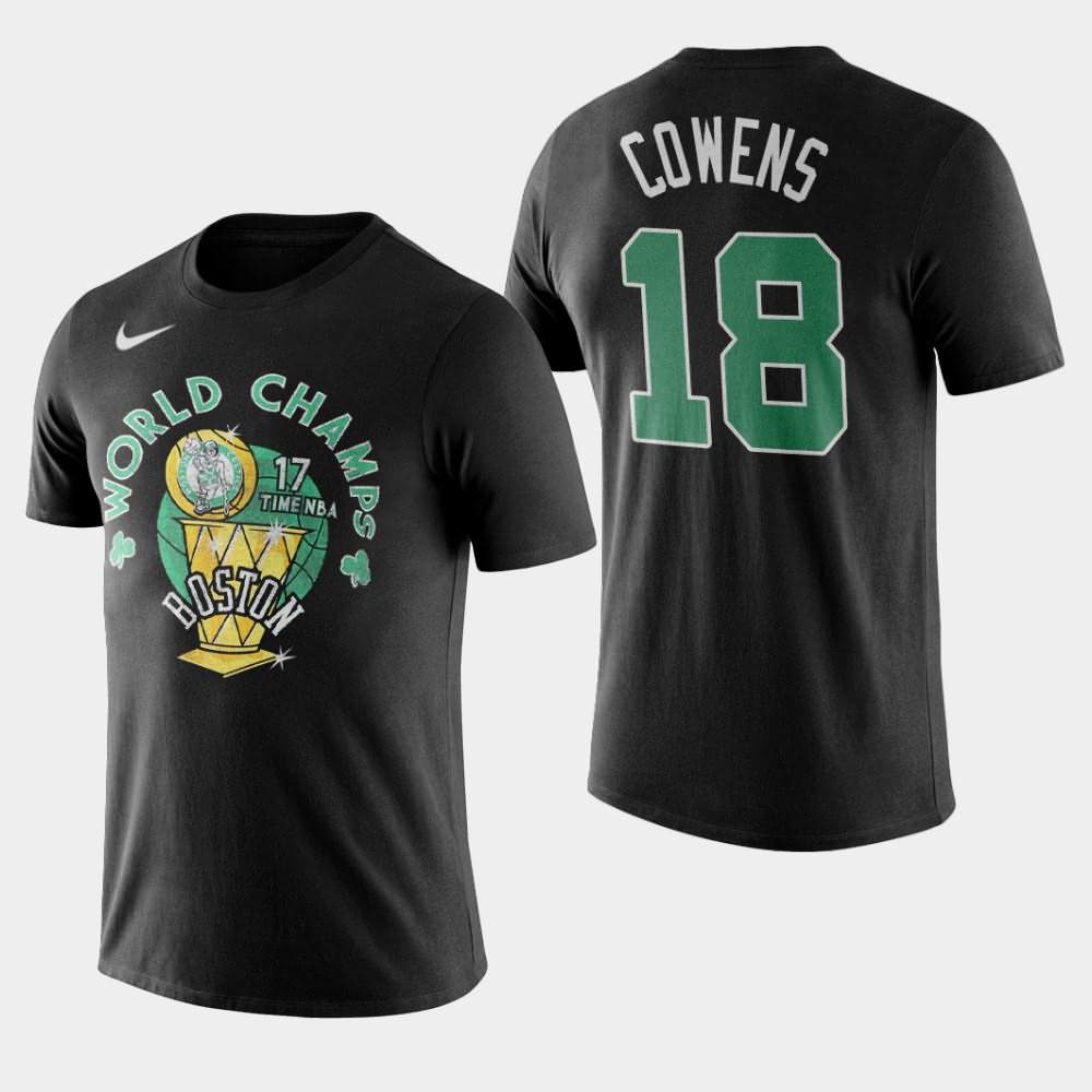 Men's Boston Celtics #18 David Cowens Black NBA Name Number World Champs T-Shirt NNY56E0J