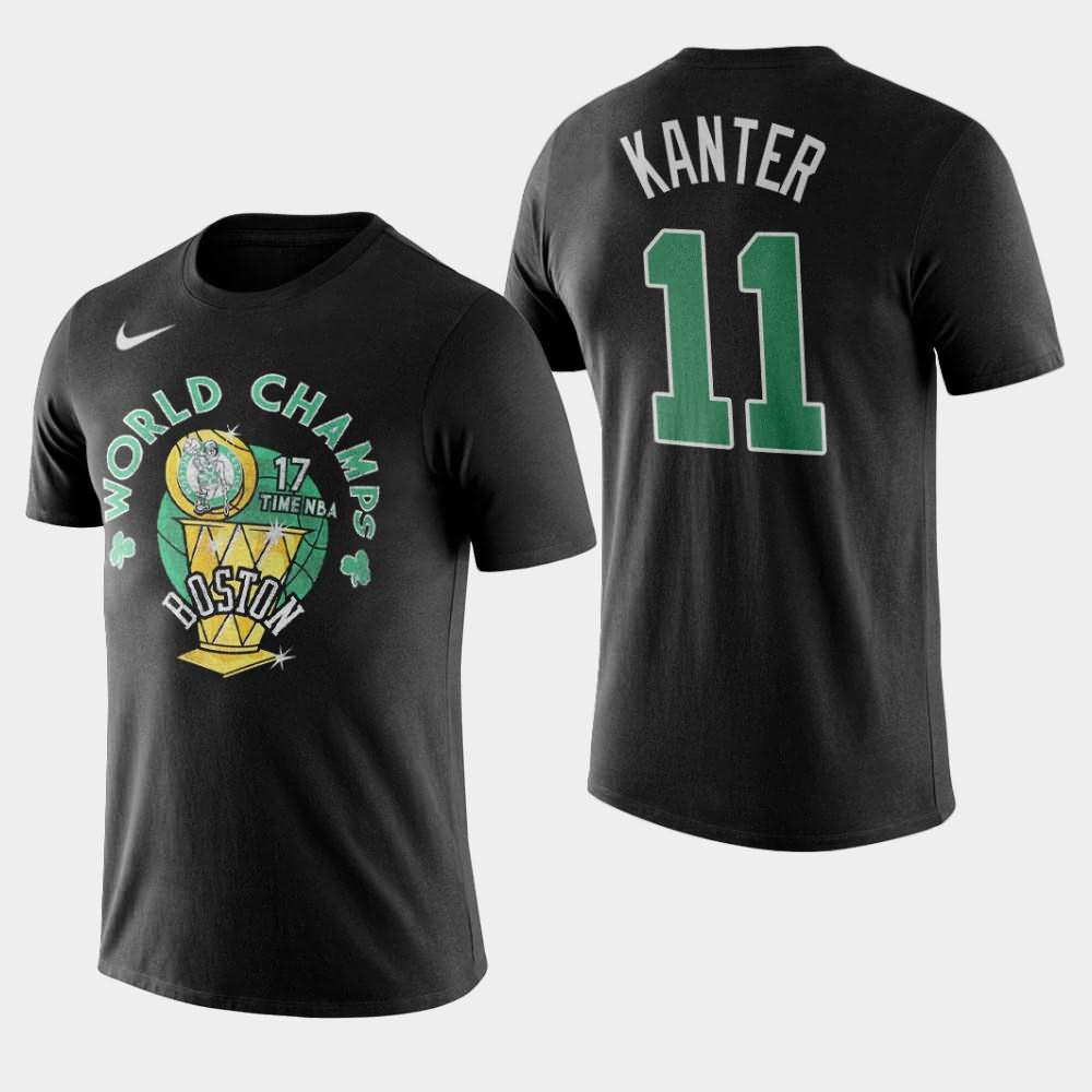 Men's Boston Celtics #11 Enes Kanter Black NBA Name Number World Champs T-Shirt AOI68E8N