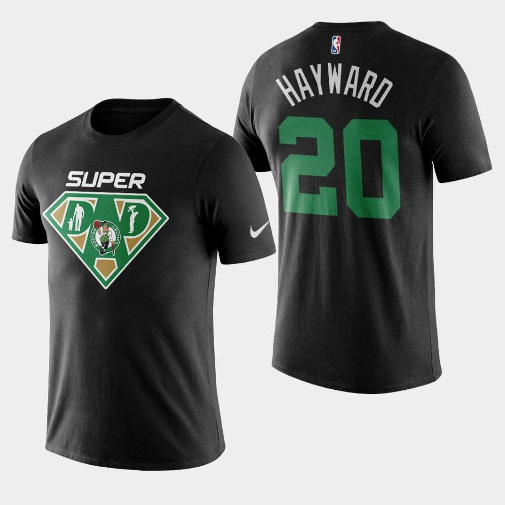 Men's Boston Celtics #20 Gordon Hayward Black NBA 2020 Super Dad T-Shirt CYI65E7O