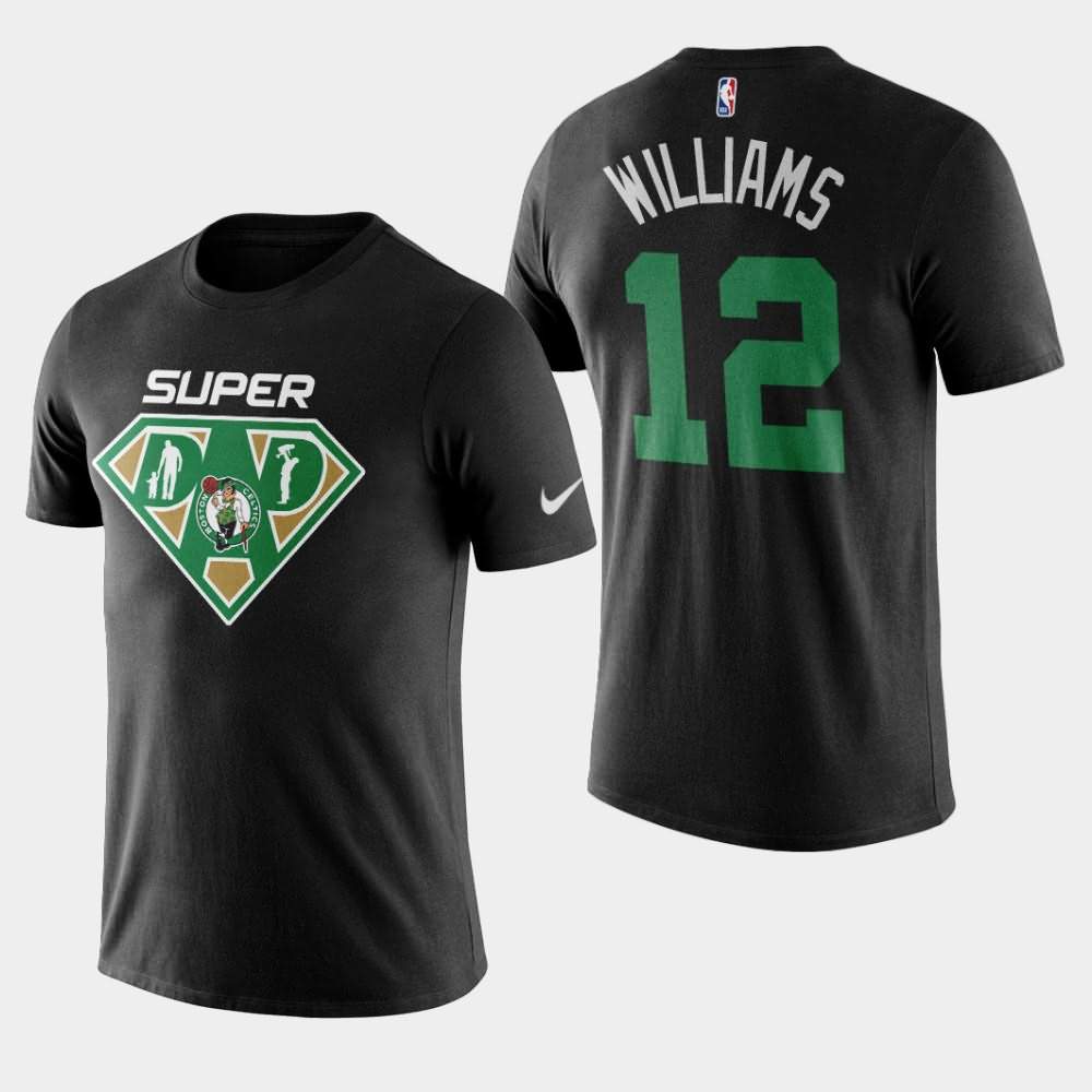 Men's Boston Celtics #12 Grant Williams Black NBA 2020 Super Dad T-Shirt LSP04E1B
