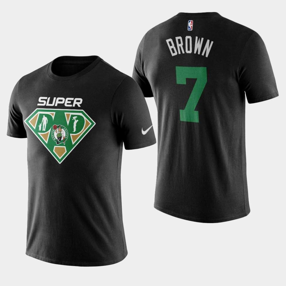 Men's Boston Celtics #7 Jaylen Brown Black NBA 2020 Super Dad T-Shirt RKP41E4W