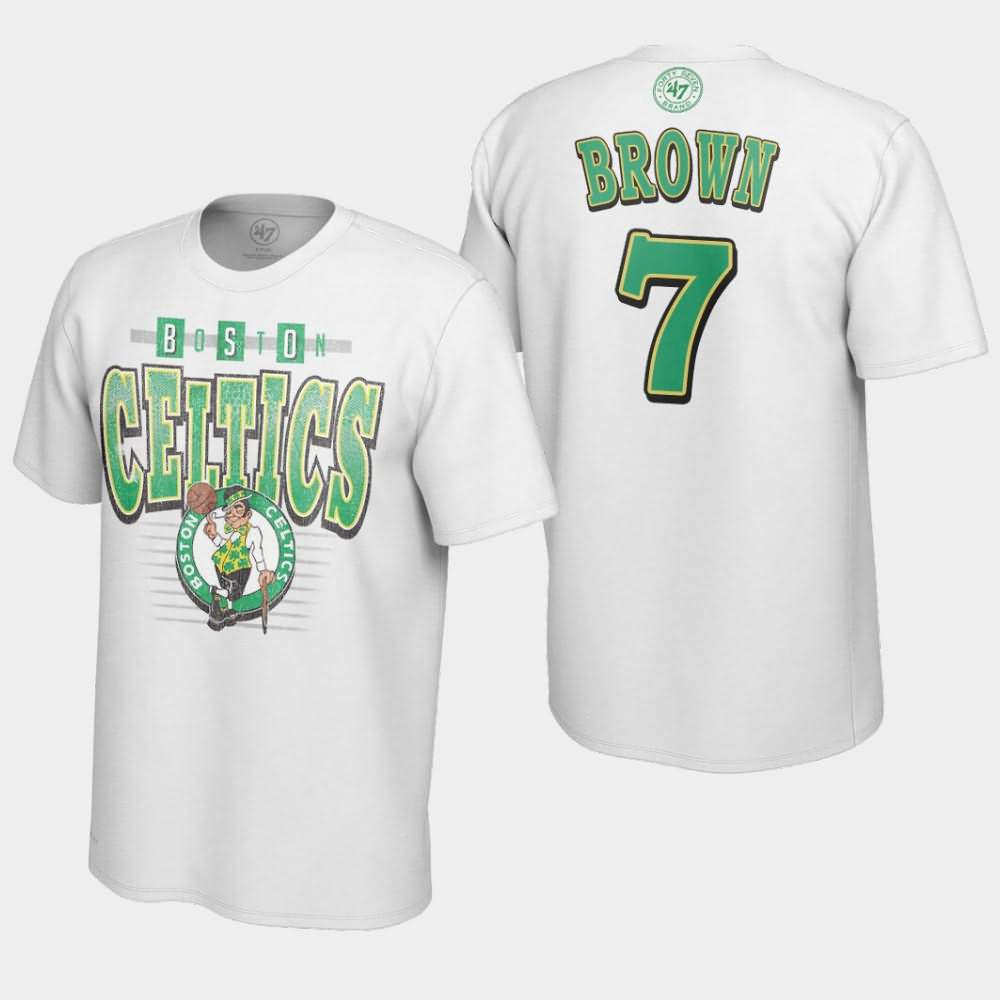 Men's Boston Celtics #7 Jaylen Brown White NBA Vintage Tubular Retro Day T-Shirt AFU23E0C
