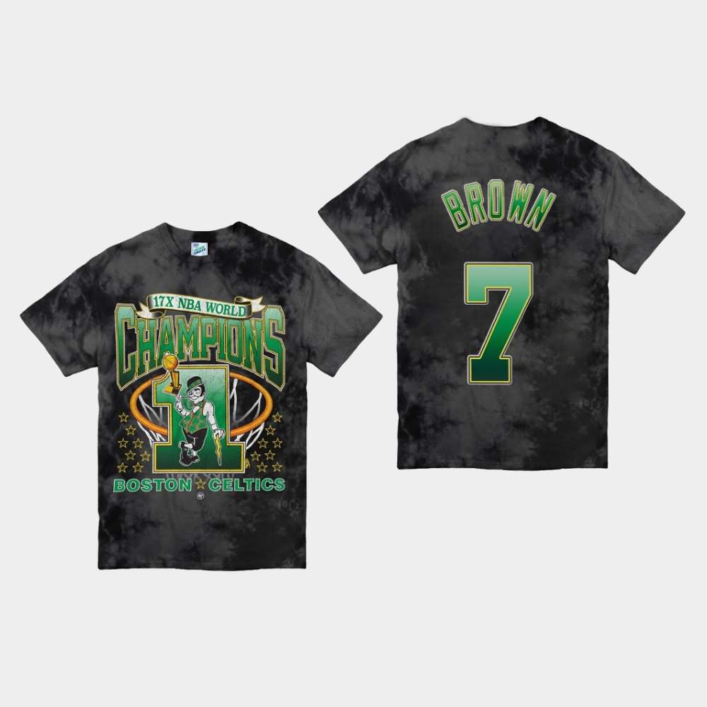 Men's Boston Celtics #7 Jaylen Brown Black NBA Vintage Tubular Playoff Edition Streaker T-Shirt RFH31E6Z