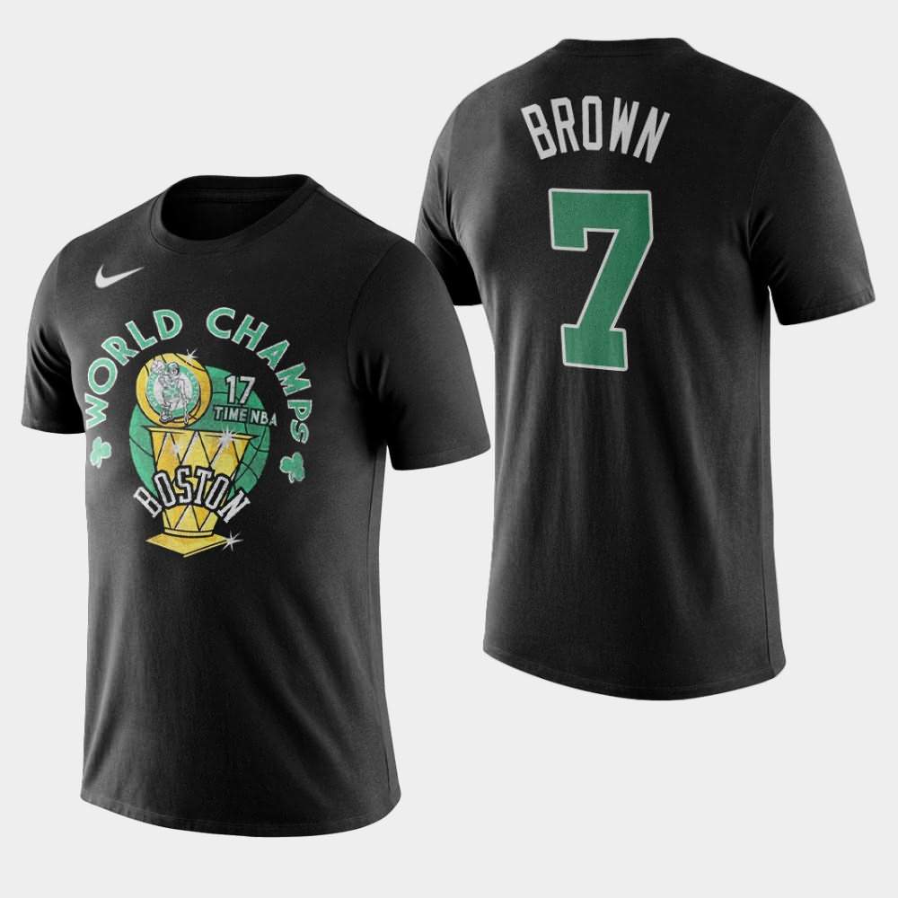 Men's Boston Celtics #7 Jaylen Brown Black NBA Name Number World Champs T-Shirt UCN60E0P