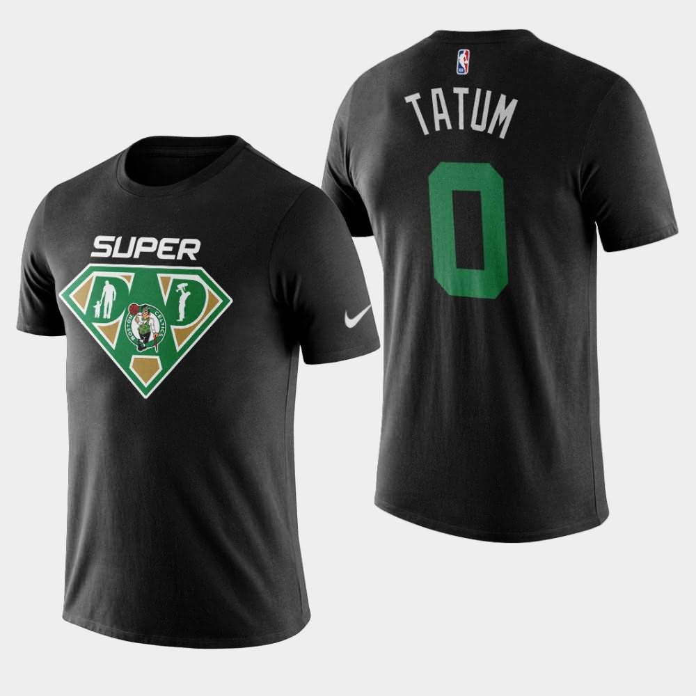 Men's Boston Celtics #0 Jayson Tatum Black NBA 2020 Super Dad T-Shirt PAA22E2J