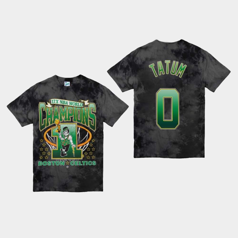 Men's Boston Celtics #0 Jayson Tatum Black NBA Vintage Tubular Playoff Edition Streaker T-Shirt LQJ78E1K