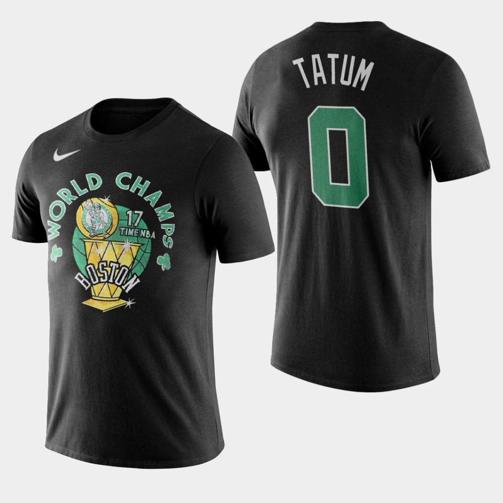 Men's Boston Celtics #0 Jayson Tatum Black NBA Name Number World Champs T-Shirt BTR50E4Q