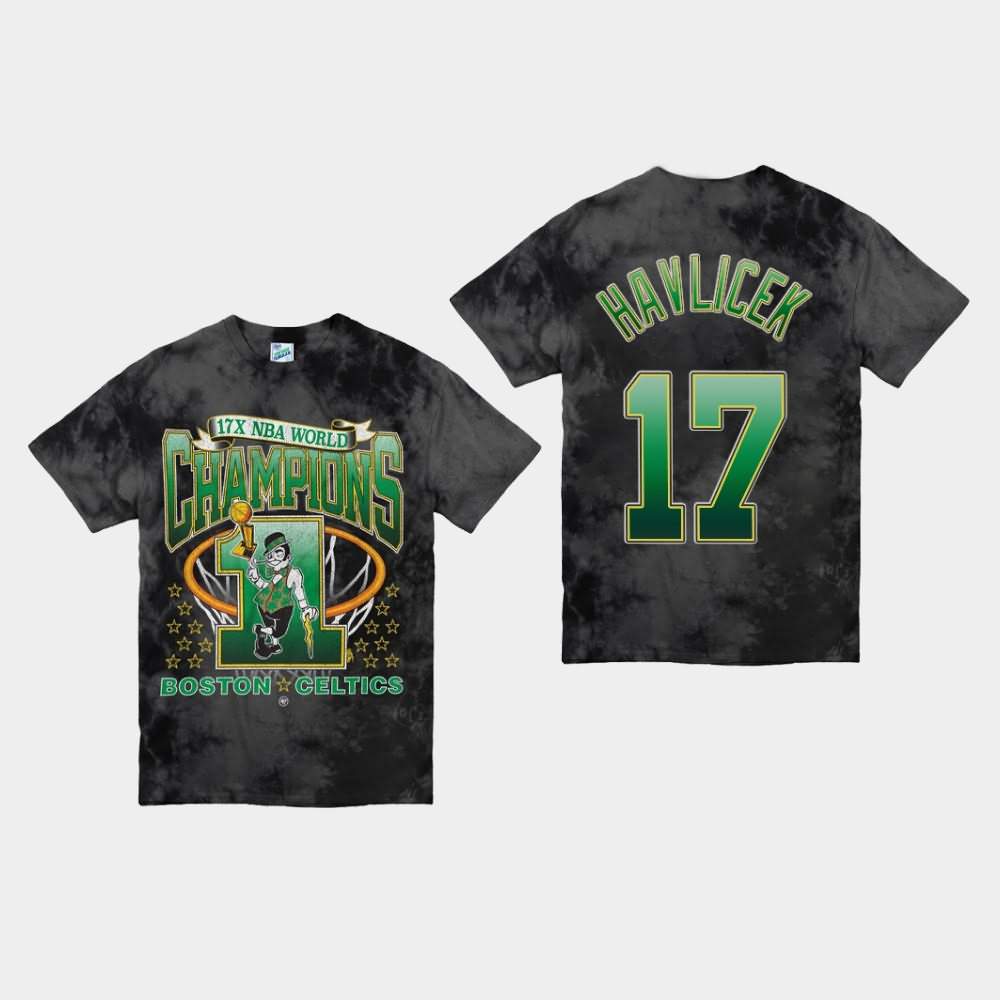 Men's Boston Celtics #17 John Havlicek Black NBA Vintage Tubular Playoff Edition Streaker T-Shirt SCM55E0T