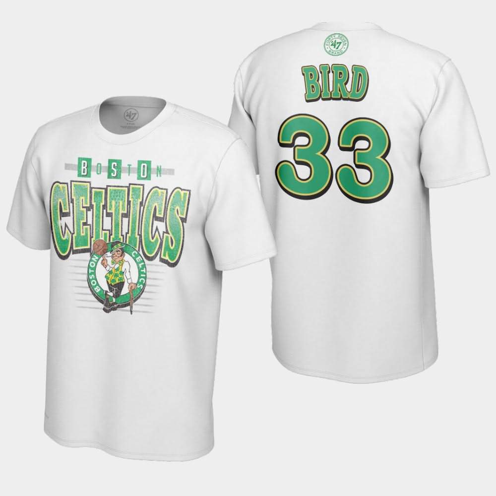 Men's Boston Celtics #33 Larry Bird White NBA Vintage Tubular Retro Day T-Shirt XXV23E5G