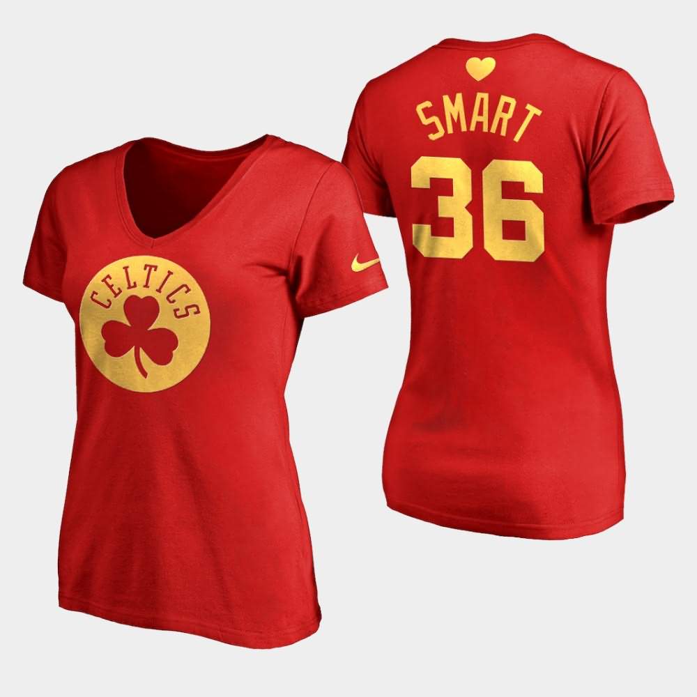 Women's Boston Celtics #36 Marcus Smart Red NBA Gifts Idea 2020 Mothers Day T-Shirt XNZ55E2W
