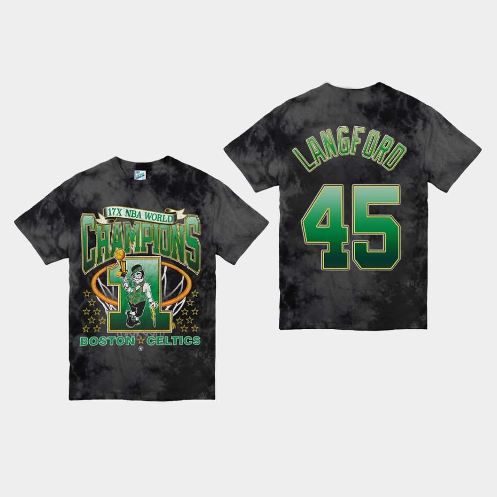 Men's Boston Celtics #45 Romeo Langford Black NBA Vintage Tubular Playoff Edition Streaker T-Shirt JLB52E8K