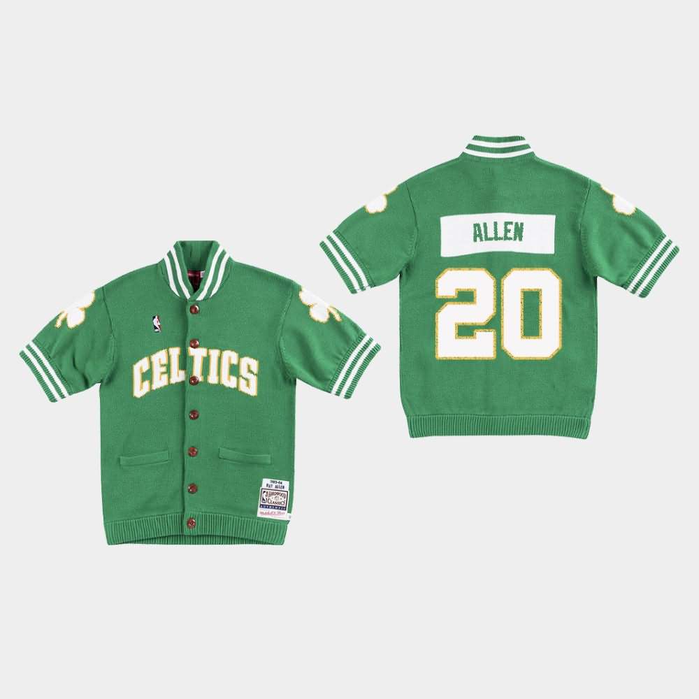 Men's Boston Celtics #20 Ray Allen Green Warm-Up Knit - Clot X Mitchell & Ness T-Shirt NYZ64E7V