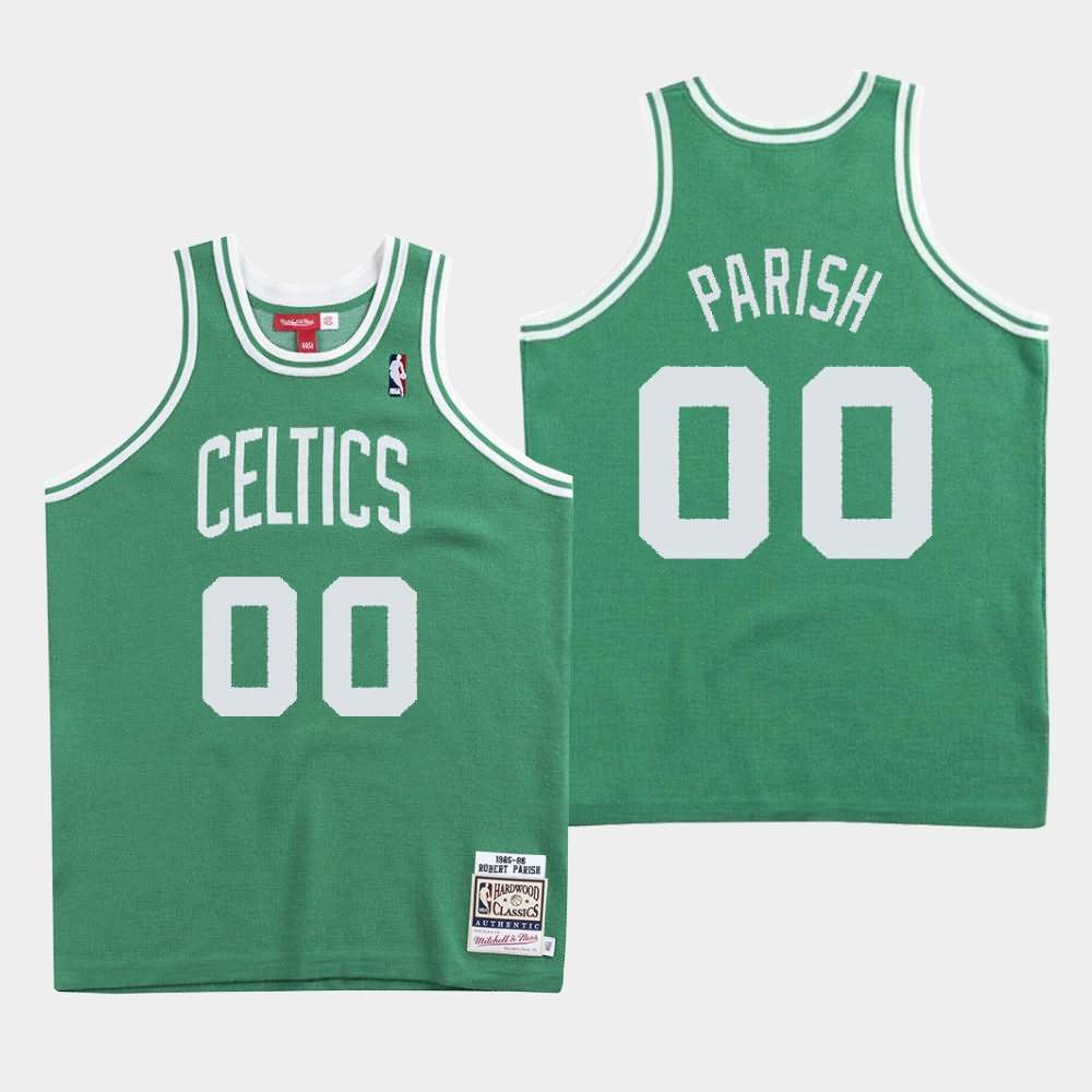 Men's Boston Celtics #00 Robert Parish Green Knit - Clot X Mitchell & Ness Jersey GBW44E4A