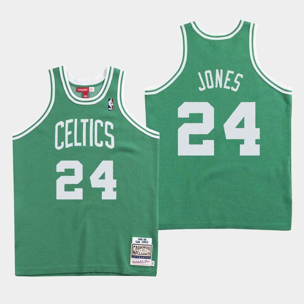 Men's Boston Celtics #24 Sam Jones Green Knit - Clot X Mitchell & Ness Jersey HWI73E4N