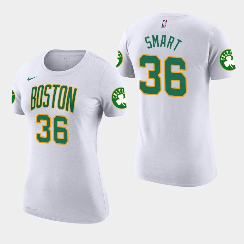 Women's Boston Celtics #36 Marcus Smart White Edition City T-Shirt WRW58E6B