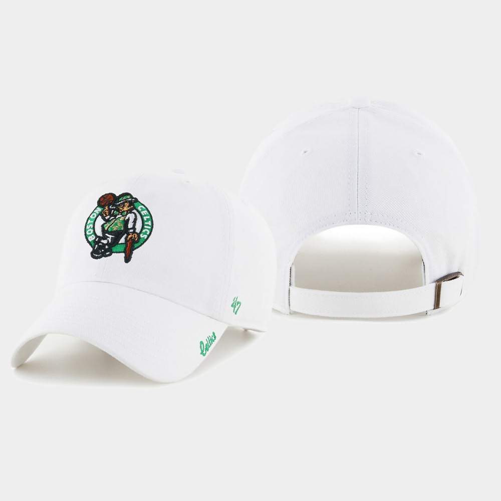 Women's Boston Celtics White Miata Clean Up Adjustable Hat RZQ31E4Y