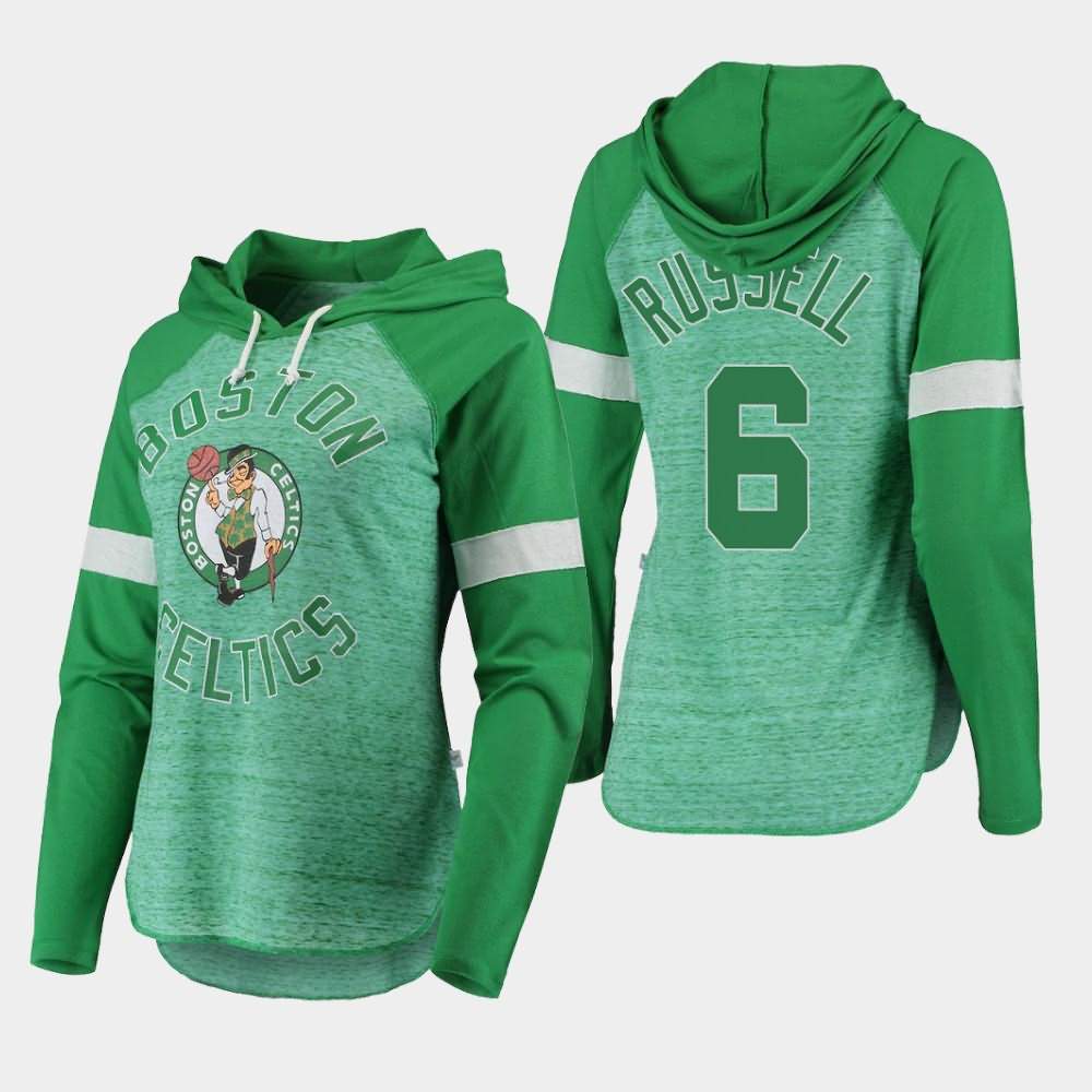 Women's Boston Celtics #6 Bill Russell Green Raglan Long Sleeve Season Opener T-Shirt NLR16E6H