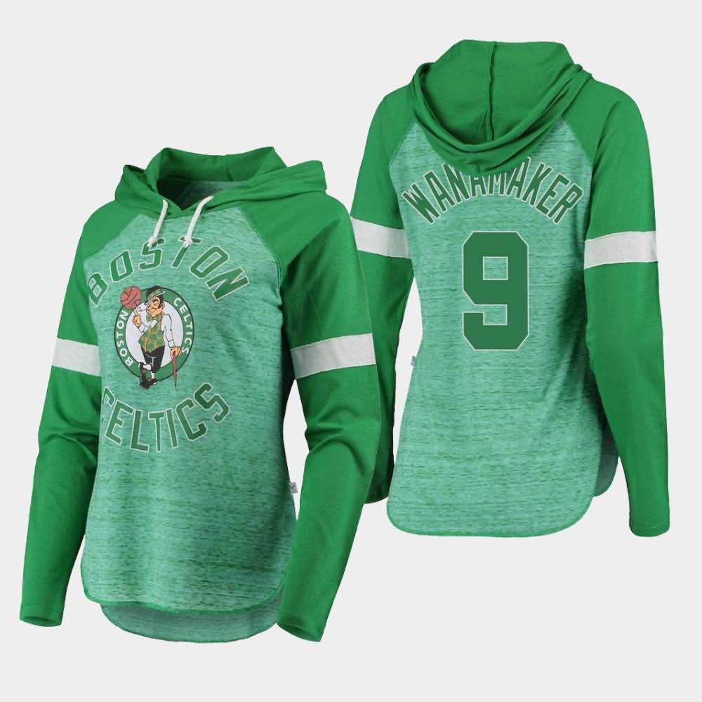 Women's Boston Celtics #9 Brad Wanamaker Green Raglan Long Sleeve Season Opener T-Shirt PCW22E2T