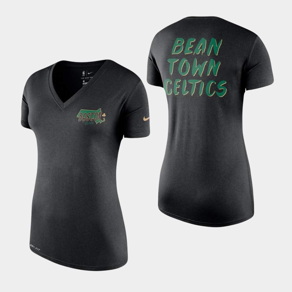Women's Boston Celtics Black Bean Town Celtics City T-Shirt MKX83E3S