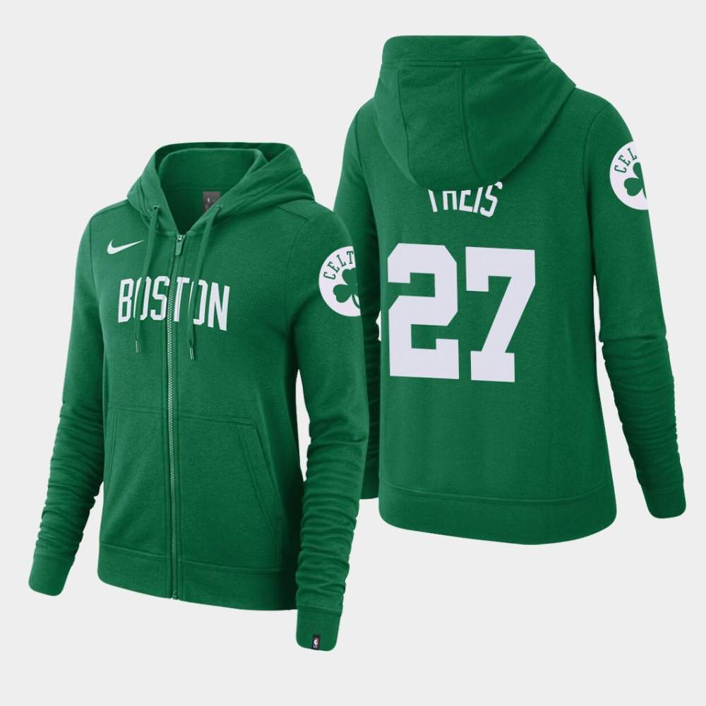 Women's Boston Celtics #27 Daniel Theis Kelly Green Essential Full-Zip Wordmark Hoodie WVH12E2Y