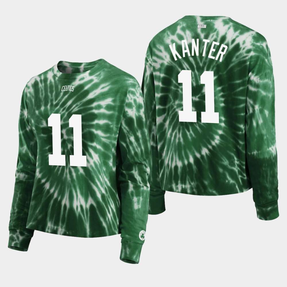 Women's Boston Celtics #11 Enes Kanter Green Long Sleeve Tie-Dye T-Shirt XMA18E6U