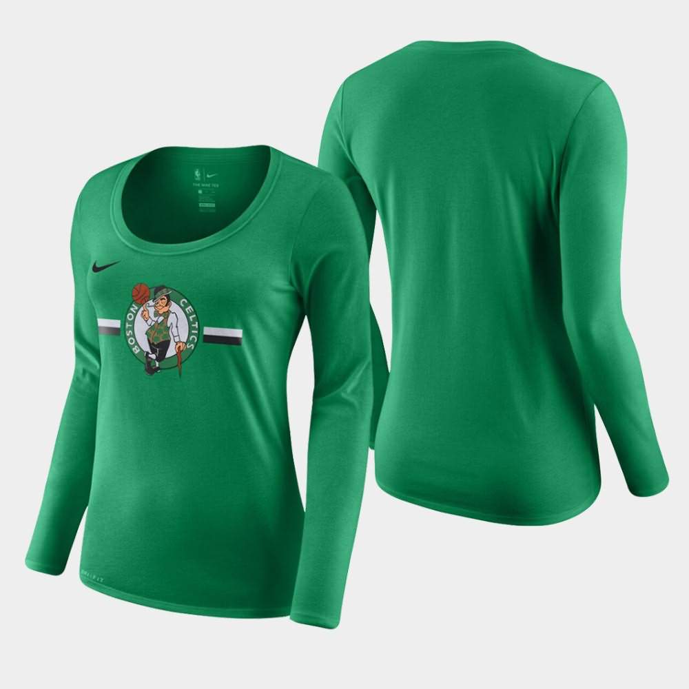 Women's Boston Celtics Kelly Green Performance Long Sleeve Essential Logo T-Shirt YNV35E6L