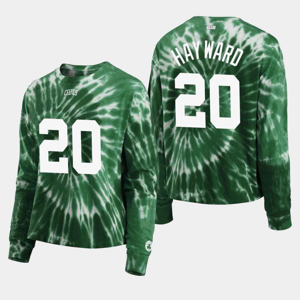 Women's Boston Celtics #20 Gordon Hayward Green Long Sleeve Tie-Dye T-Shirt ADT85E6F