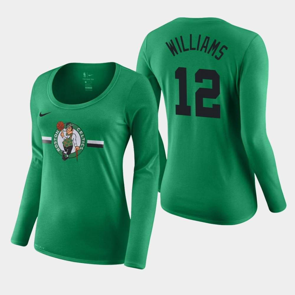 Women's Boston Celtics #12 Grant Williams Kelly Green Performance Long Sleeve Essential Logo T-Shirt EGS53E6A