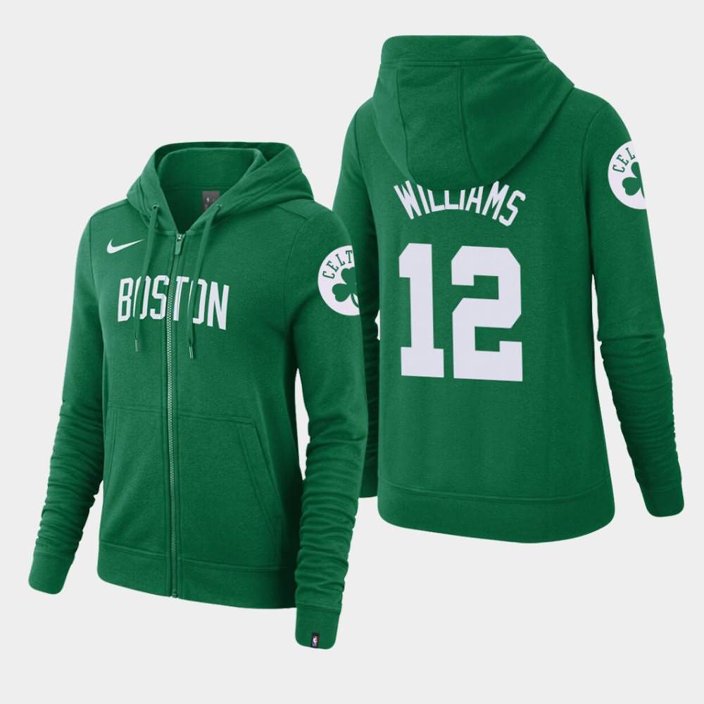 Women's Boston Celtics #12 Grant Williams Kelly Green Essential Full-Zip Wordmark Hoodie SES48E5G