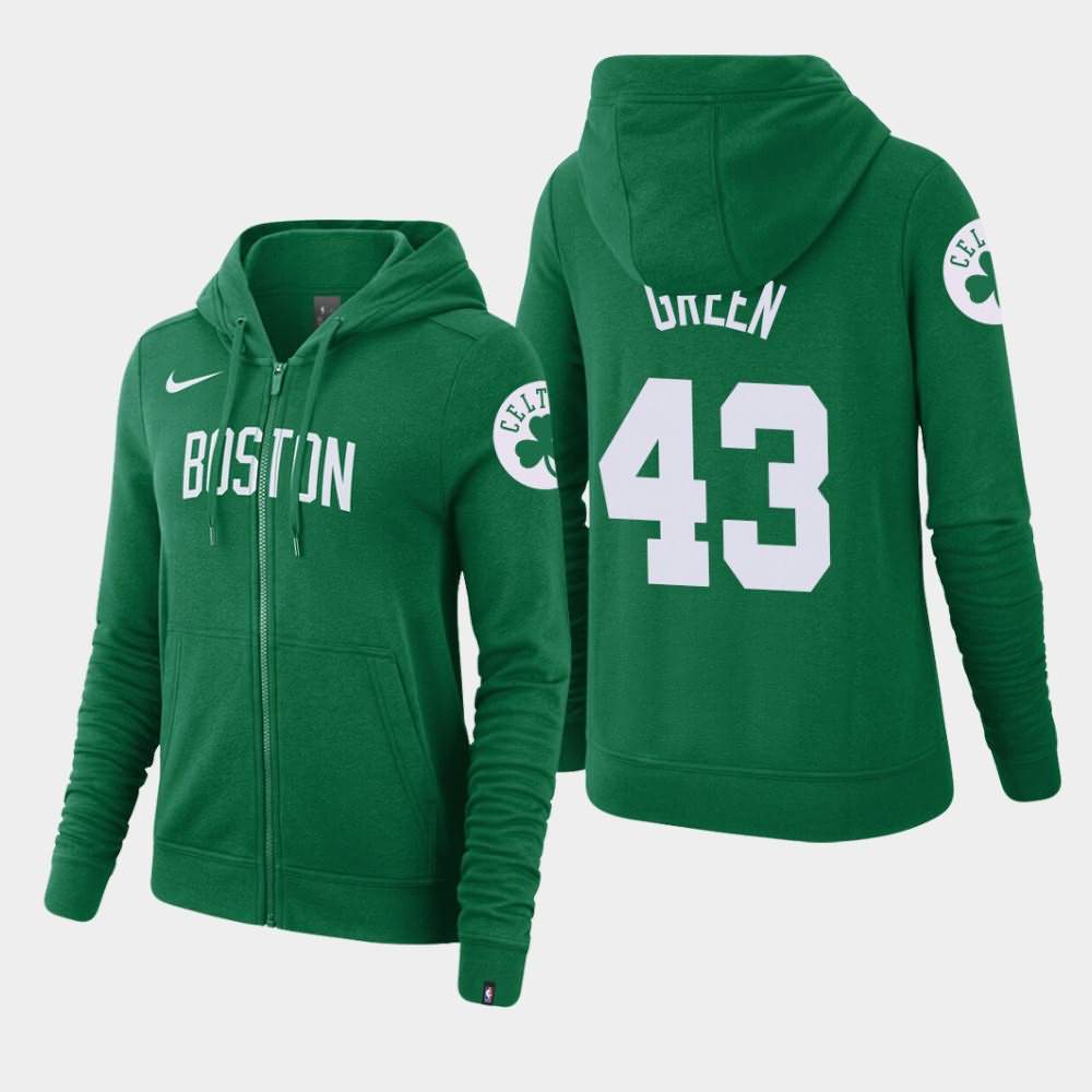 Women's Boston Celtics #43 Javonte Green Kelly Green Essential Full-Zip Wordmark Hoodie CJA01E0V
