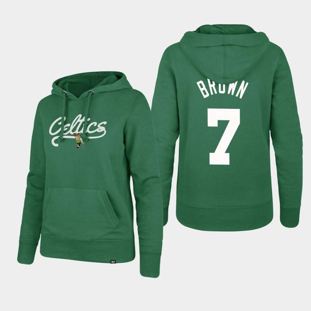 Women's Boston Celtics #7 Jaylen Brown Green Pullover Headline Hoodie FAZ45E3Q