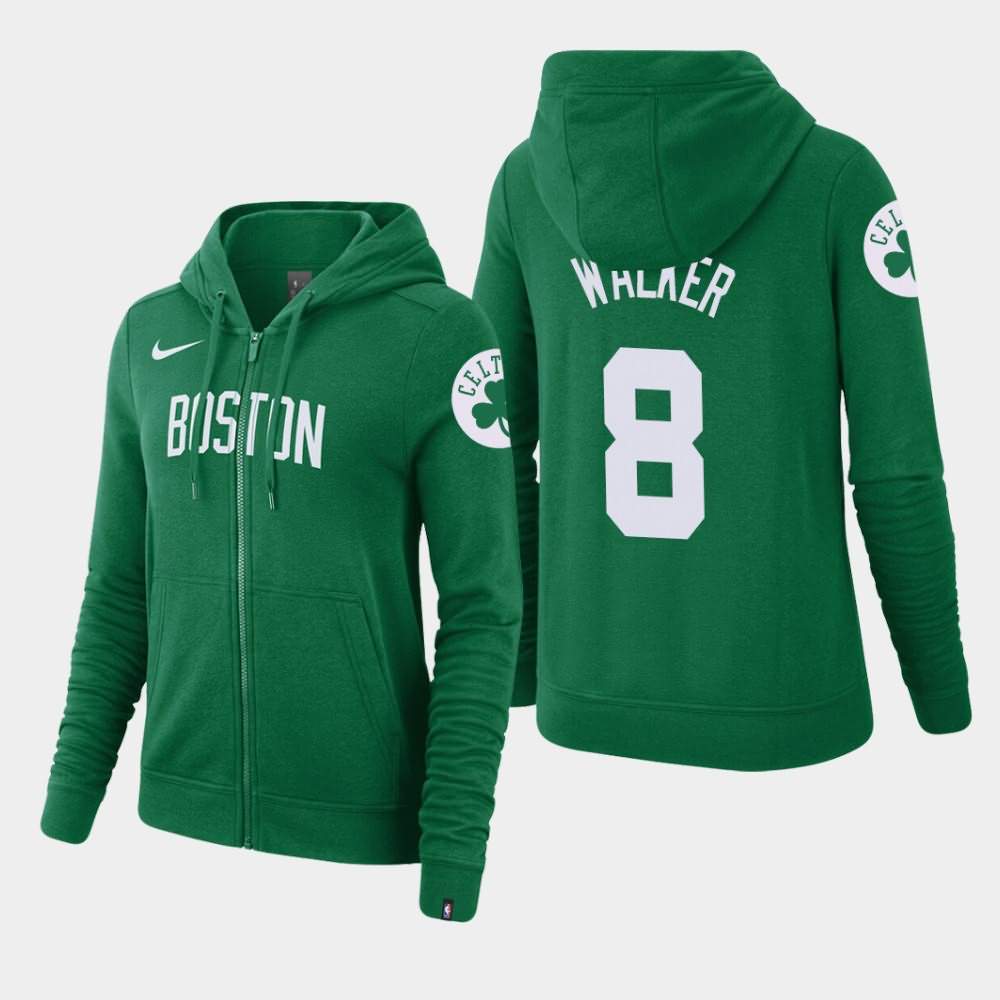 Women's Boston Celtics #8 Kemba Walker Kelly Green Essential Full-Zip Wordmark Hoodie KJG27E6A
