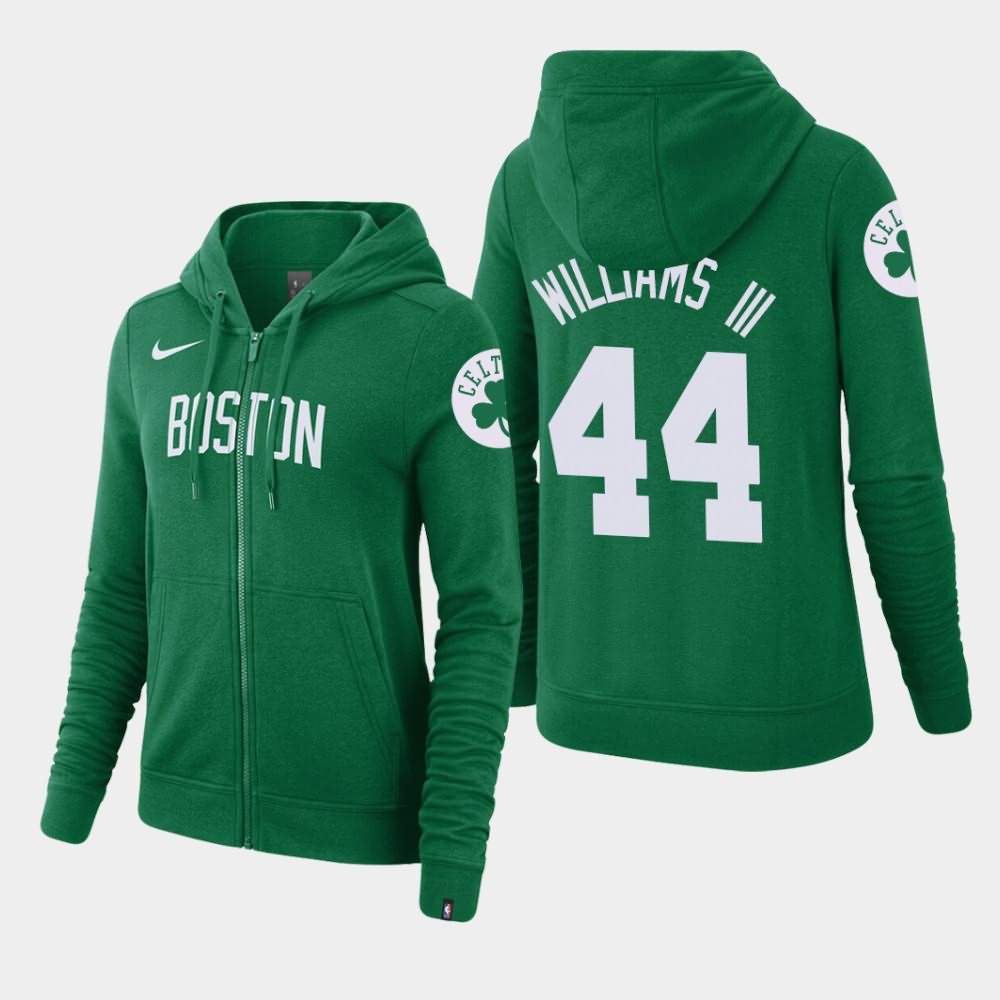 Women's Boston Celtics #44 Robert Williams III Kelly Green Essential Full-Zip Wordmark Hoodie UQH12E3L
