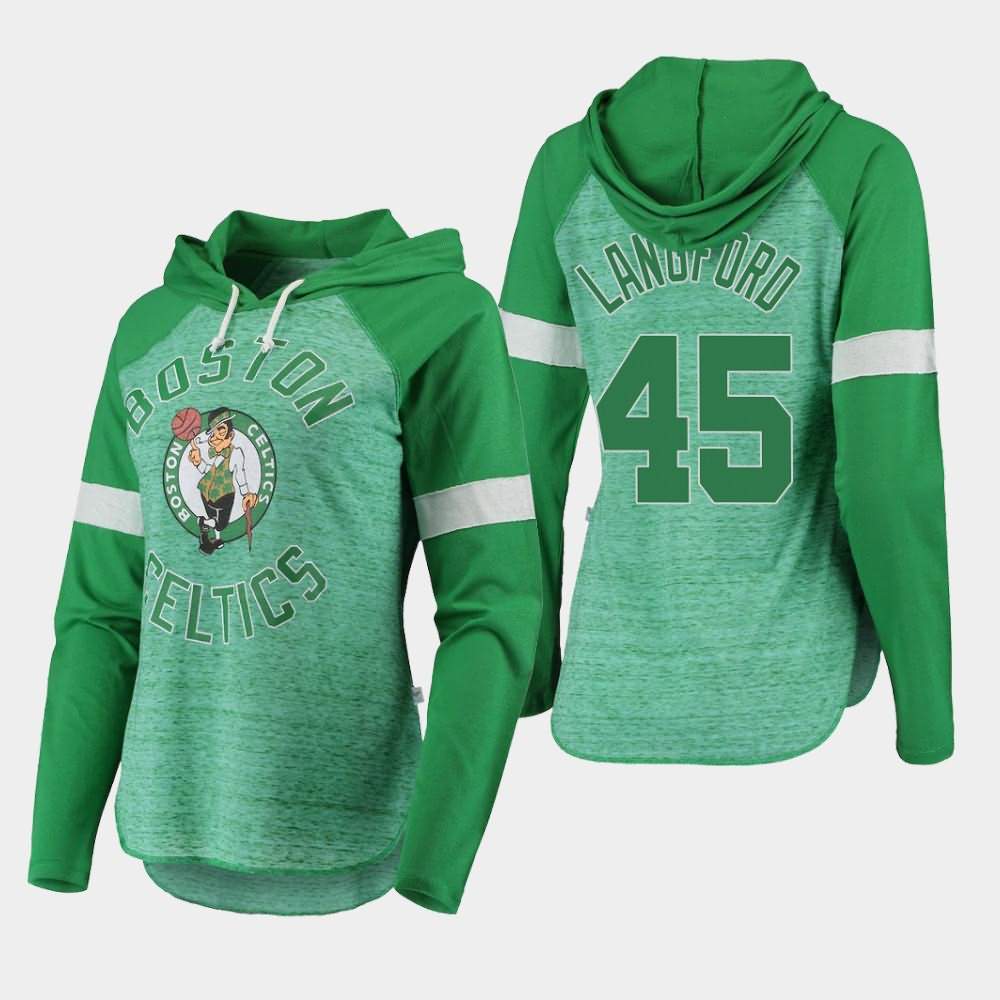 Women's Boston Celtics #45 Romeo Langford Green Raglan Long Sleeve Season Opener T-Shirt TLX64E8H