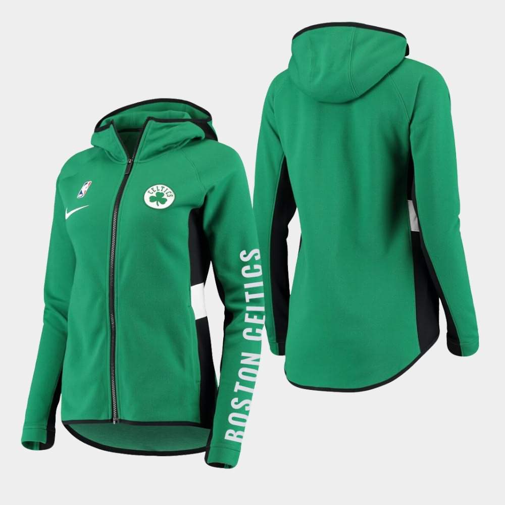 Women's Boston Celtics Green Full-Zip Raglan Showtime Hoodie CUC06E8E