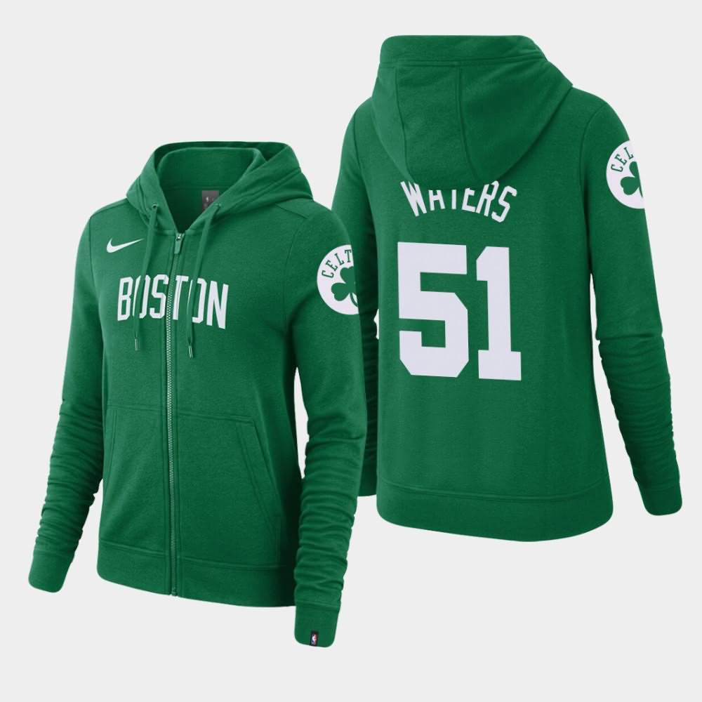 Women's Boston Celtics #51 Tremont Waters Kelly Green Essential Full-Zip Wordmark Hoodie PXM51E0Q