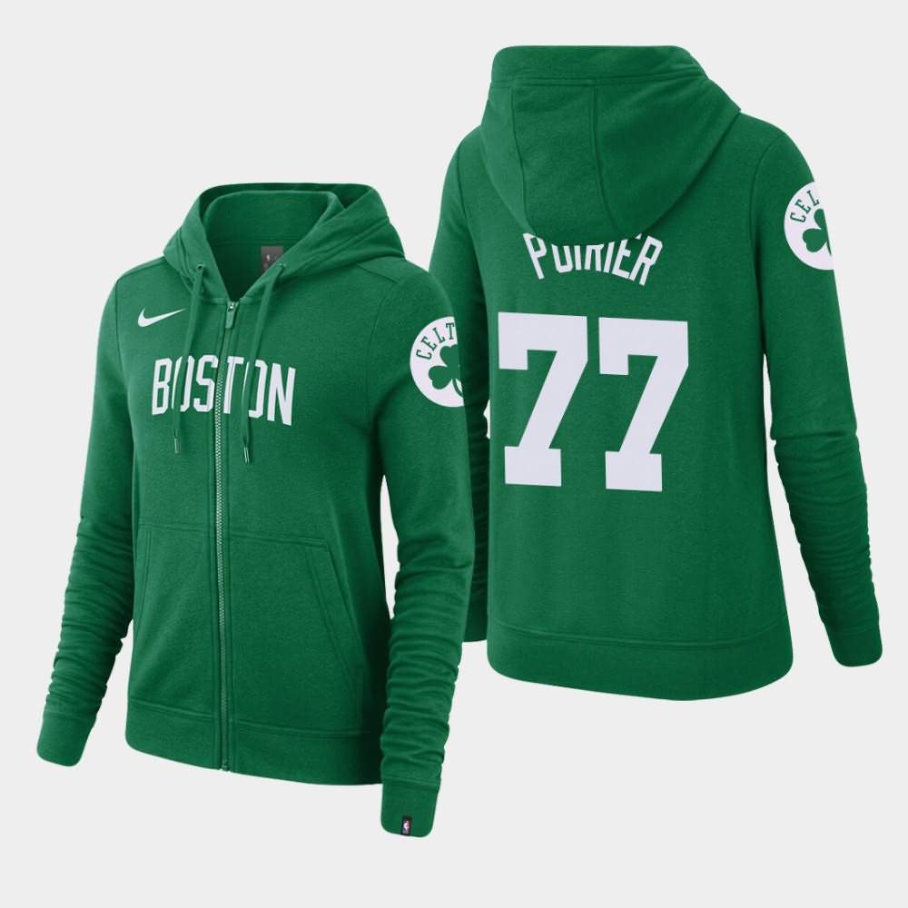 Women's Boston Celtics #77 Vincent Poirier Kelly Green Essential Full-Zip Wordmark Hoodie CPD18E7U
