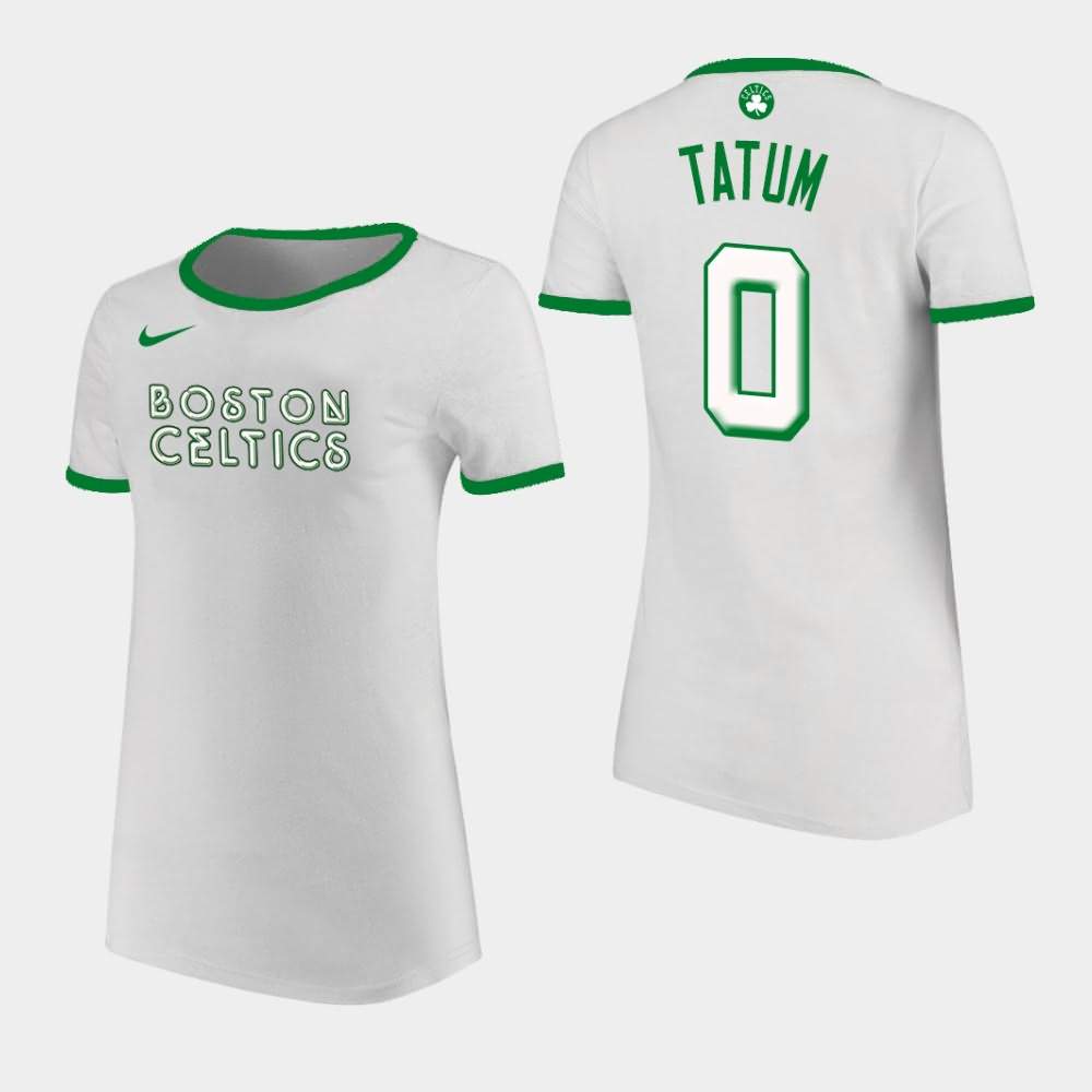 Women's Boston Celtics #0 Jayson Tatum White Ringer T-Shirt GNH40E0T