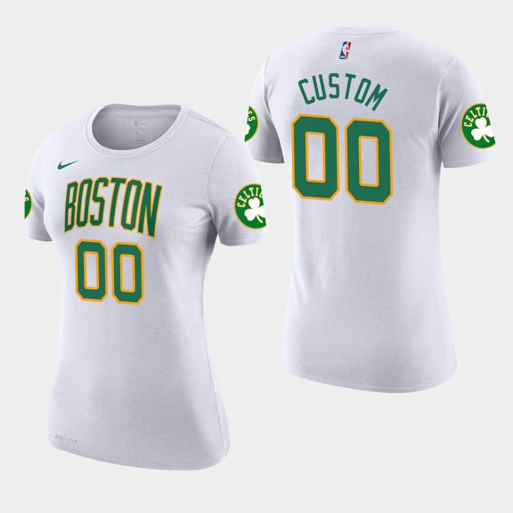 Women's Boston Celtics #00 Custom White Edition City T-Shirt GFI16E6J