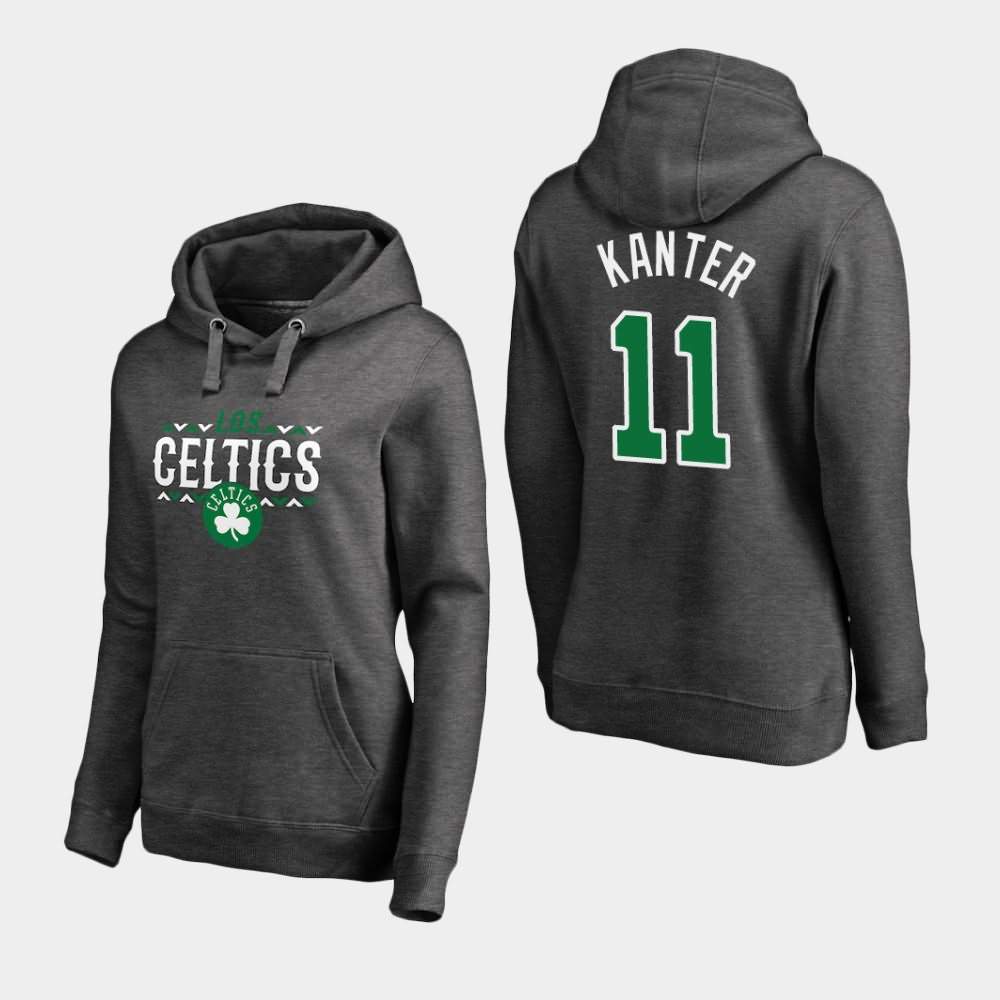 Women's Boston Celtics #11 Enes Kanter Ash Noches Enebea Hoodie PSA16E4S