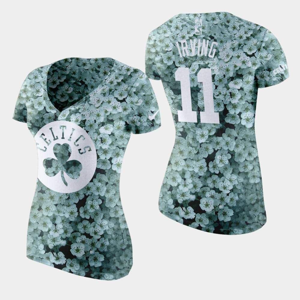 Women's Boston Celtics #11 Kyrie Irving Green Mayflower State Flower T-Shirt BMQ11E2T