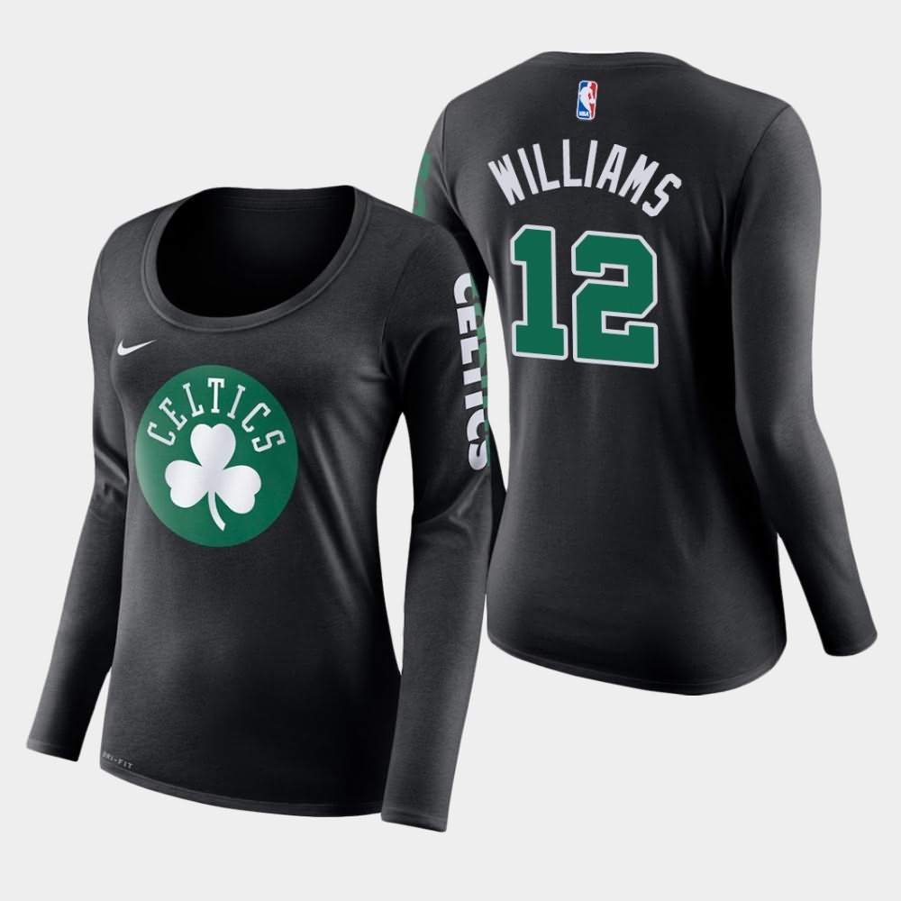 Women's Boston Celtics #12 Grant Williams Black Long Sleeve Primary Logo T-Shirt BCE23E2V