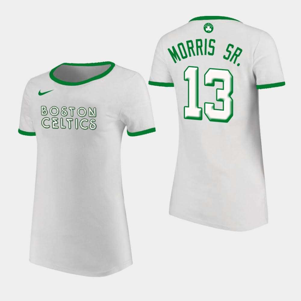 Women's Boston Celtics #13 Marcus Morris Sr. White Ringer T-Shirt TTJ61E1A