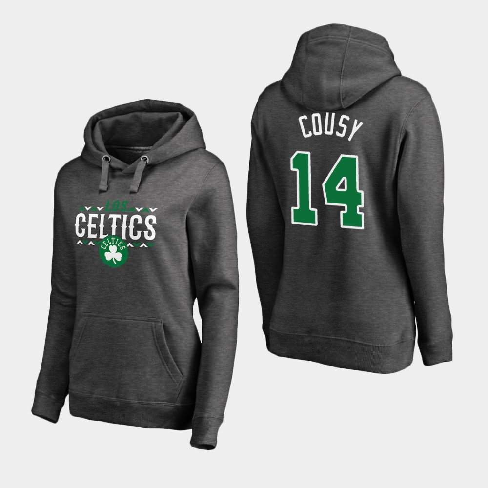 Women's Boston Celtics #14 Bob Cousy Ash Noches Enebea Hoodie WCU42E0I