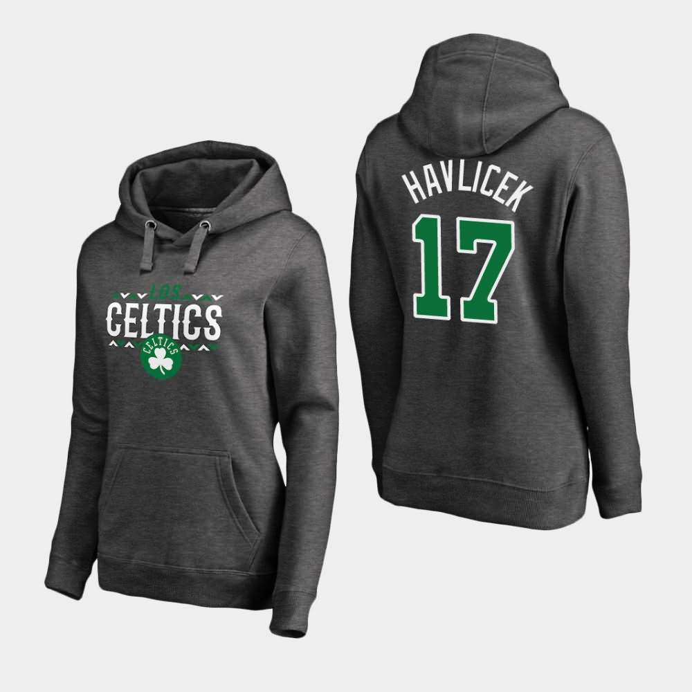Women's Boston Celtics #17 John Havlicek Ash Noches Enebea Hoodie VDG38E4W
