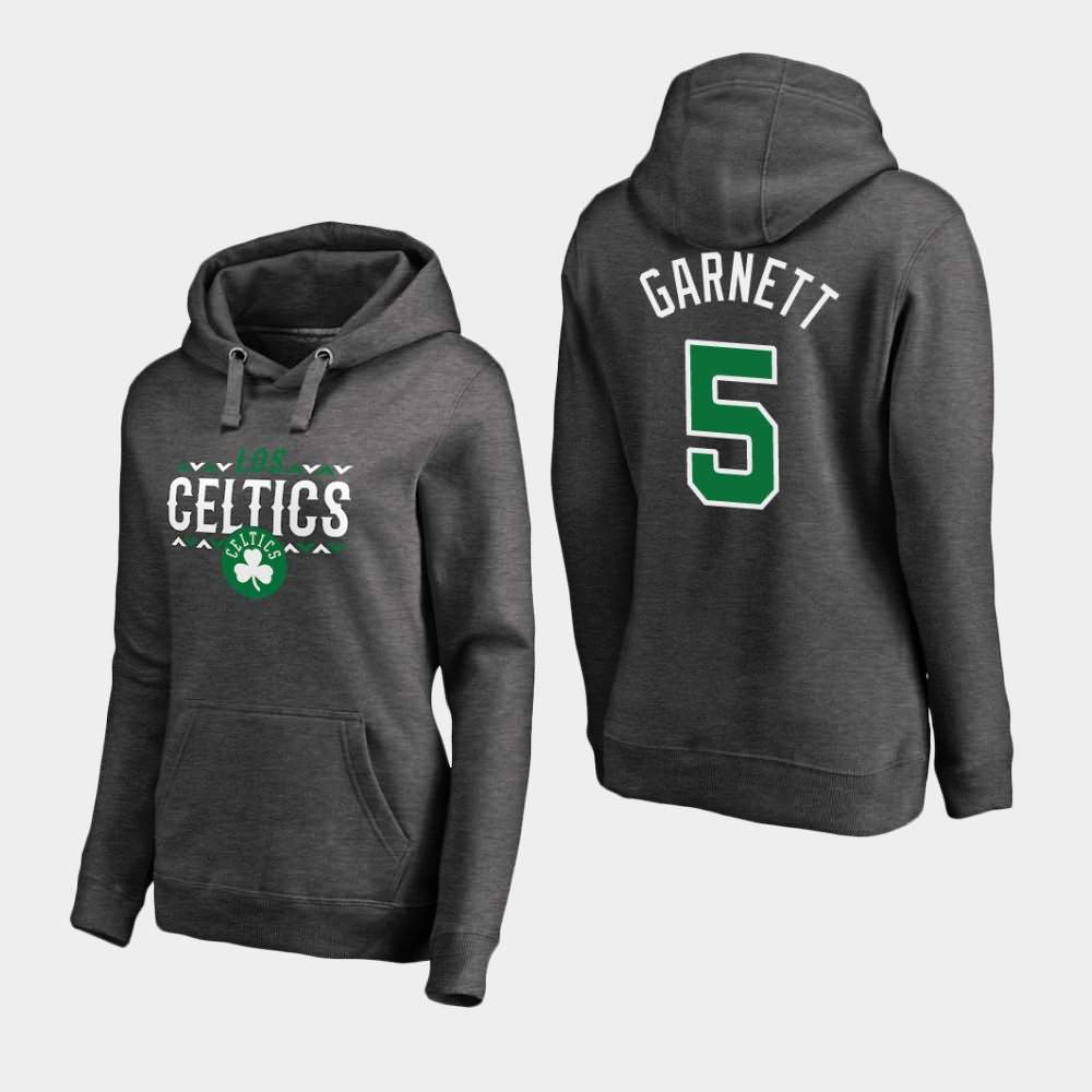 Women's Boston Celtics #5 Kevin Garnett Ash Noches Enebea Hoodie TZP80E5G