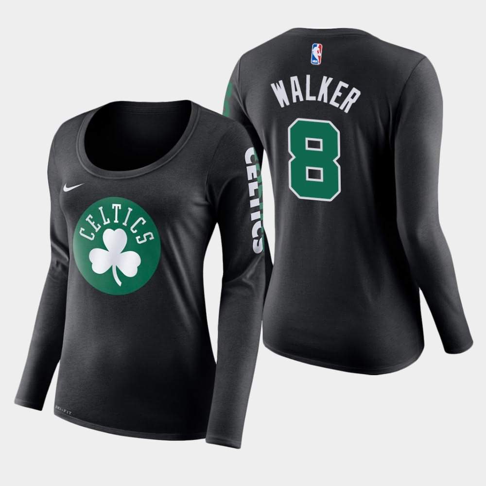 Women's Boston Celtics #8 Kemba Walker Black Long Sleeve Primary Logo T-Shirt JJP32E1X
