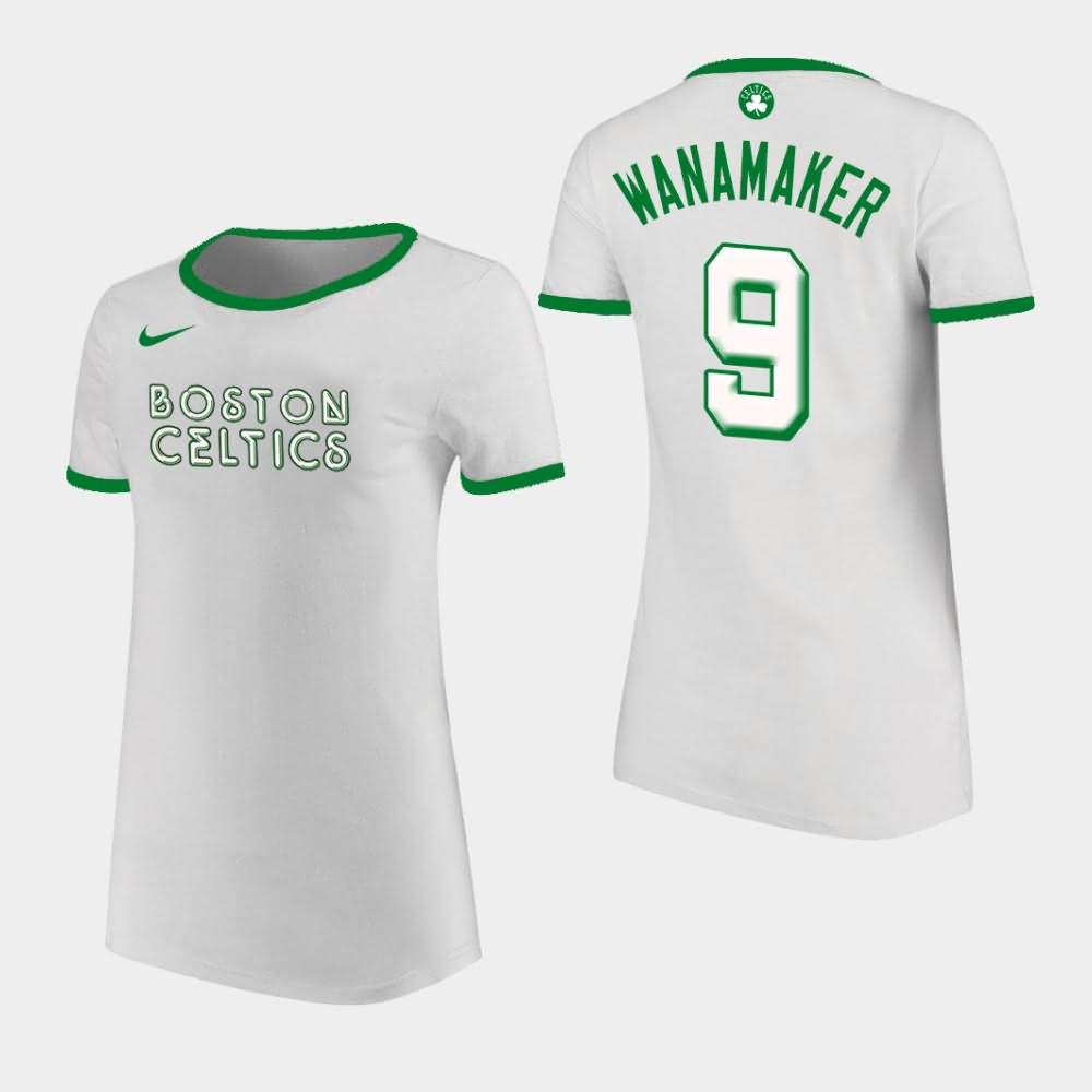 Women's Boston Celtics #9 Bradley Wanamaker White Ringer T-Shirt UQG73E4C