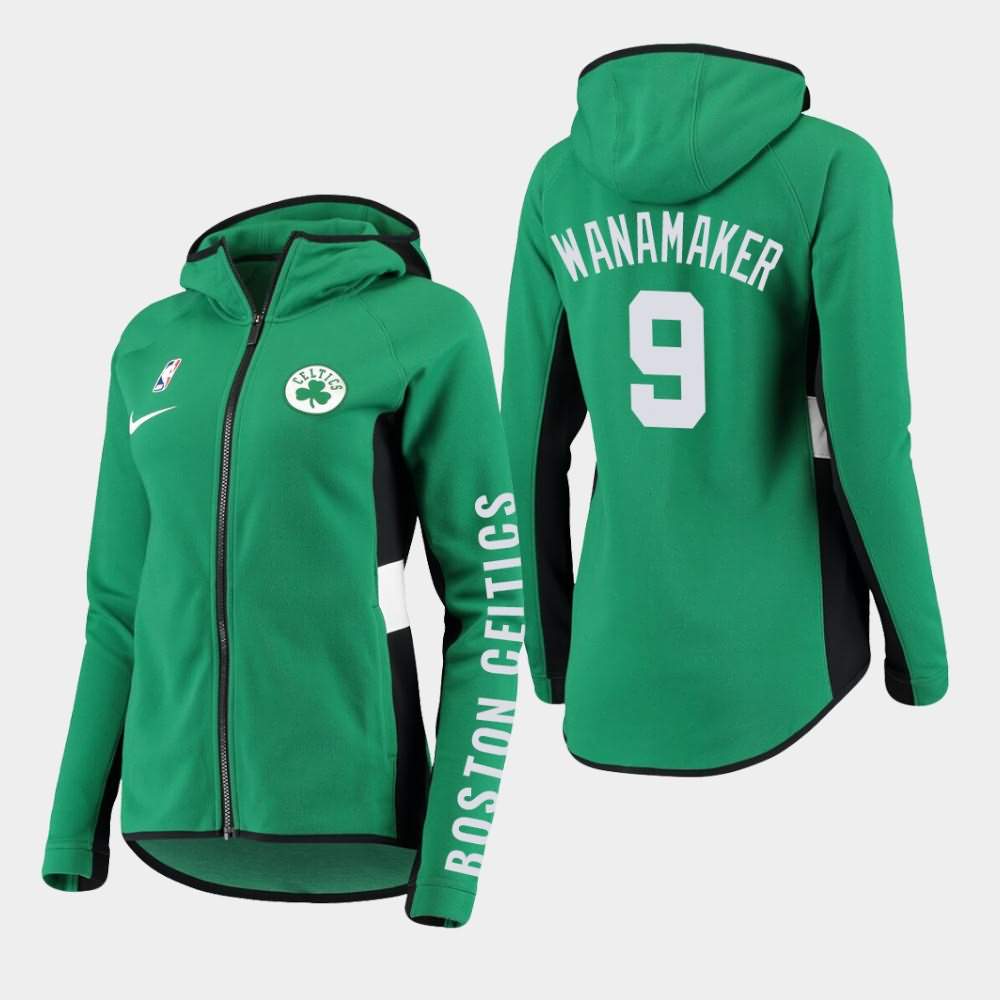 Women's Boston Celtics #9 Brad Wanamaker Green Full-Zip Raglan Showtime Hoodie VEU66E5Y