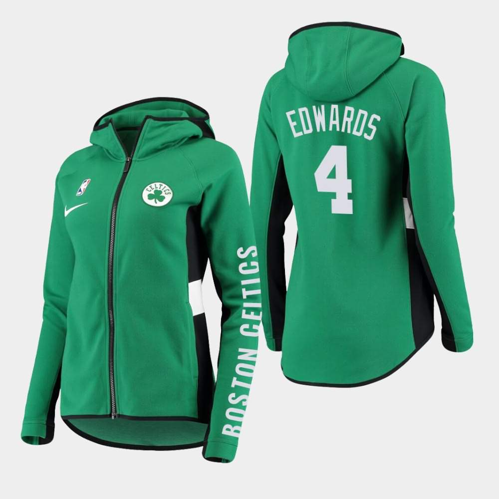 Women's Boston Celtics #4 Carsen Edwards Green Full-Zip Raglan Showtime Hoodie MKF51E2Z